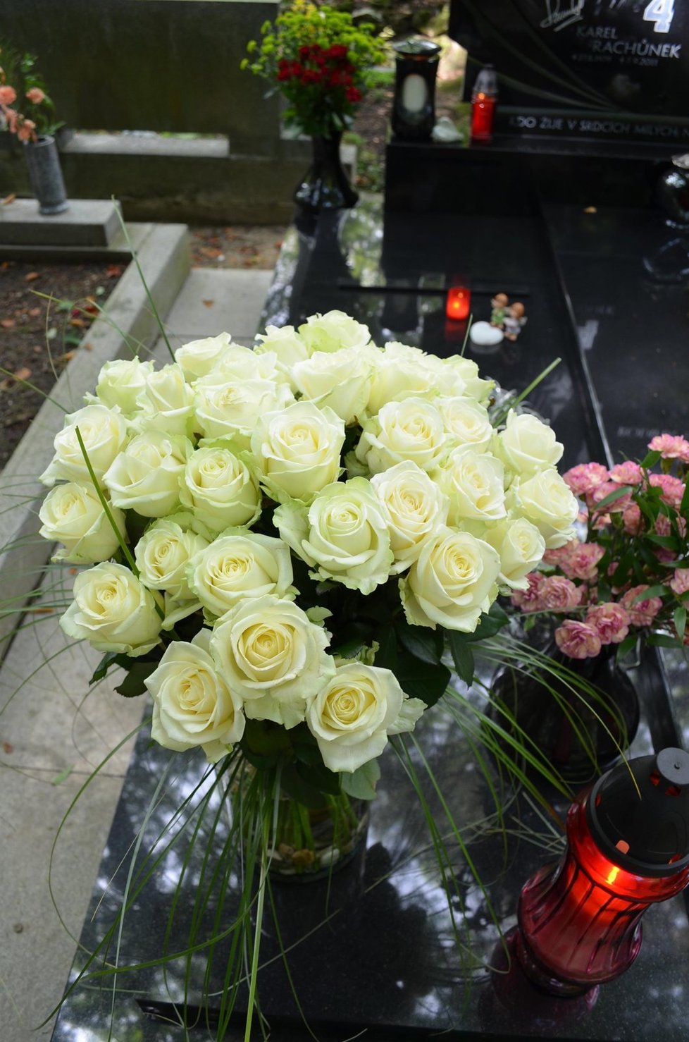 Manželka Kateřina přinesla Karlovi k narozeninám krásnou kytici 33 bílých růží