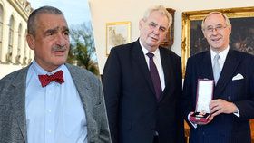 Miloš Zeman vyznamenal bývalého rakouského velvyslance Trauttmansdorffa, vzdáleného příbuzného Karla Schwarzenberga.