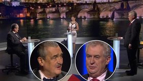 Sedící kníže Karel vs. stojící Zeman: Prezidentský duel na TV Nova v roce 2013