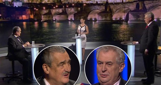 Sedící kníže Karel vs. stojící Zeman: Prezidentský duel na TV Nova