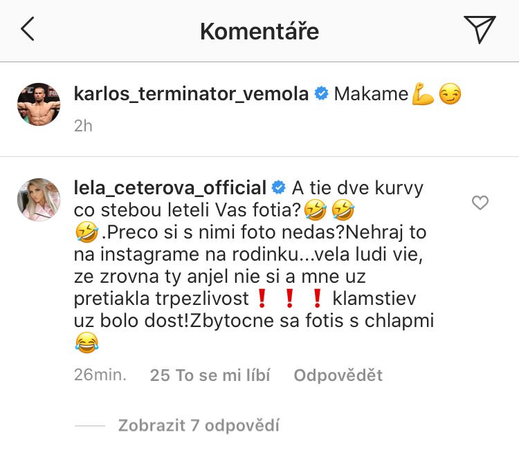 Lela napadla Karlose na Instagramu