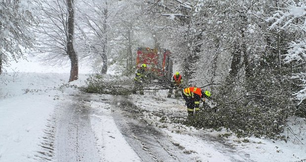 Problémy kvůli hustému sněžení v Karlovarském kraji (21.4.2024)