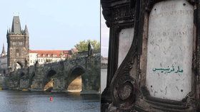 Arabský nápis na Karlově mostě! Cizinec zeleným fixem »počmáral« sochu