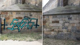 Identita odstraňovače graffiti z Karlova mostu odhalena: Práce mu trvala 2 hodiny