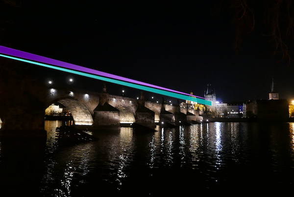 Vizualizace světelné instalace na Karlově mostě.