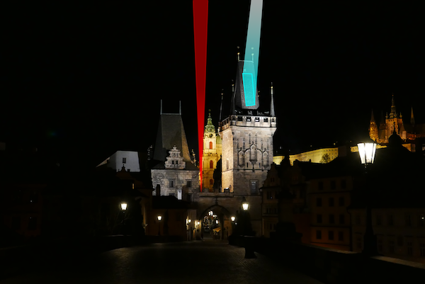 Vizualizace světelné instalace na Karlově mostě.