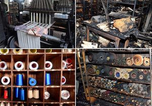 Ze strojů a unikátních archivů dezinatury krnovské textilky Karnola zůstala hromada ohořelých sutí. 