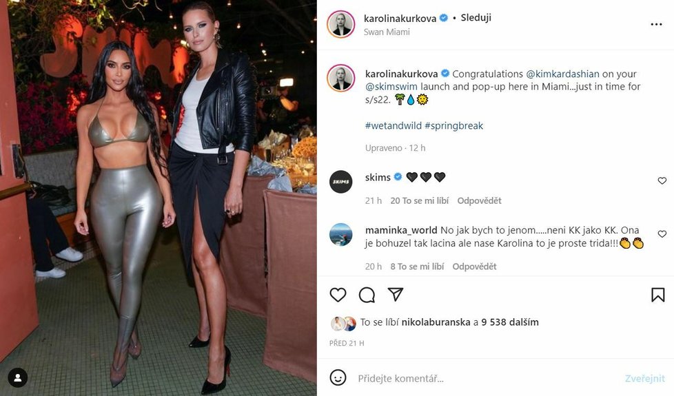 Karolína Kurková na akci Kim Kardashian