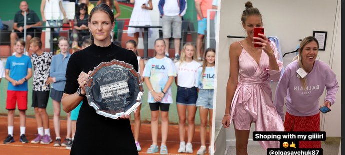Tak jsem tady i s talířem. Karolína Plíšková ukázala dětem ve své akademii trofej z finále Wimbledonu.
