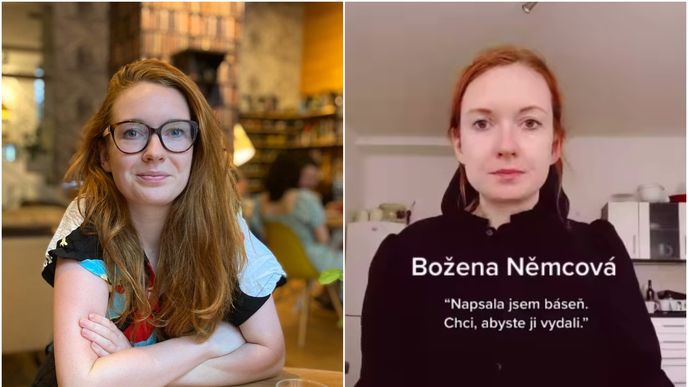 Karolína Zoe Meixnerová a její ztvárnění Boženy Němcové ze sociálních sítí.