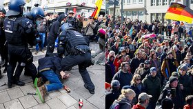 V německém městě demonstruje 10 tisíc lidí proti opatřením. Policie zasahuje obušky i slzným plynem