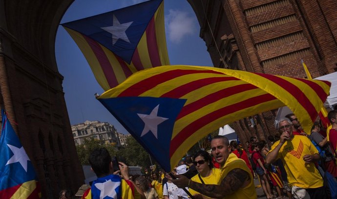 Katalánci volali po nezávislosti (foto z protestů v září 2014)