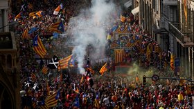 Demonstrace v Katalánsku na podporu nezávislosti (11.9.2021)