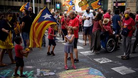 Demonstrace v Katalánsku na podporu nezávislosti (11.9.2021)