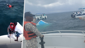 Námořnictvo Dominikánské republiky při záchraně cestujících na katamaránu