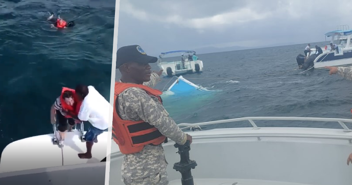 Námořnictvo Dominikánské republiky při záchraně cestujících na katamaránu