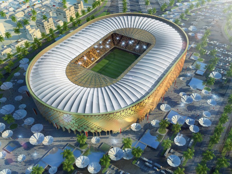 Fotbalové stadiony, které rostou v Kataru pro mistrovství světa.