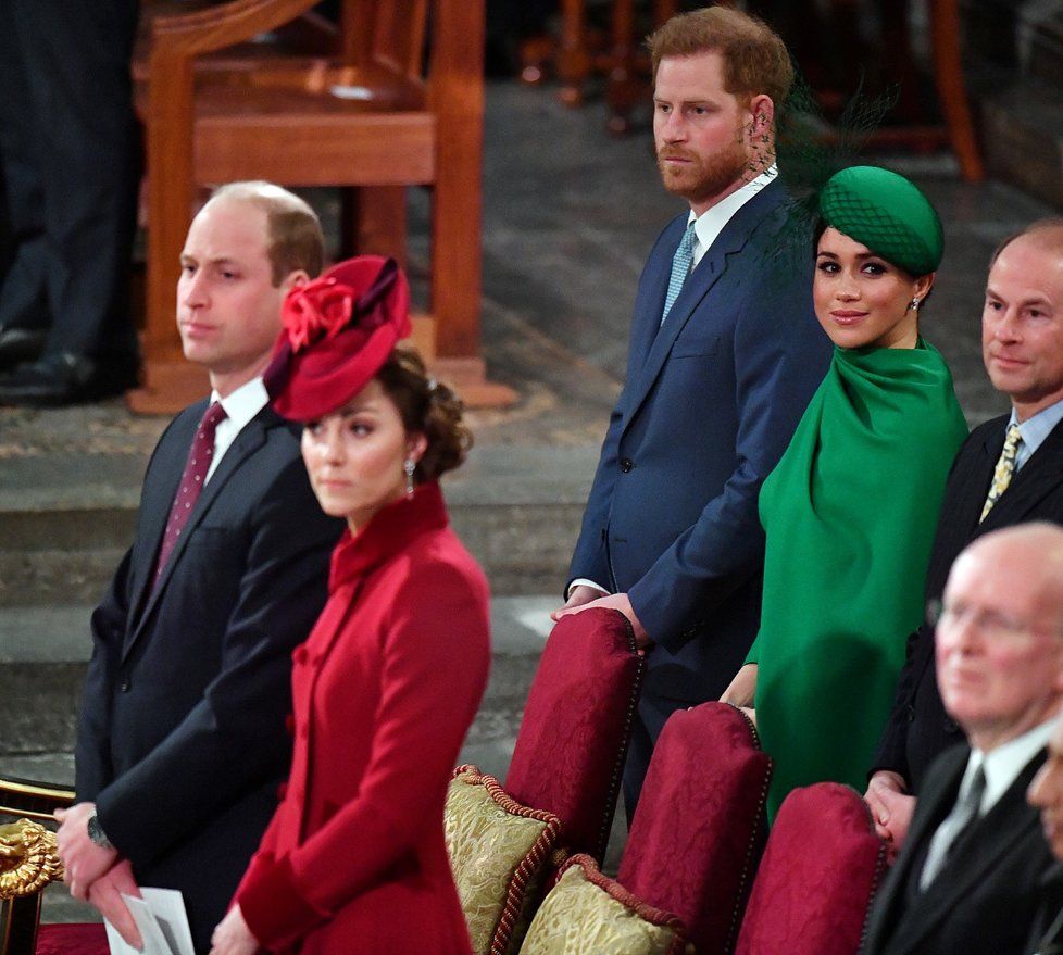 Kate Middletonová, princ William, Meghan Markleová a princ Harry na oslavách Dnu Commonwealthu