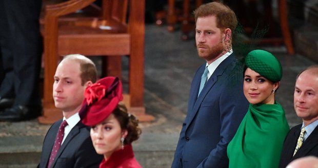 Kate Middleton, princ William, Meghan Markle a princ Harry na oslavách Dnu Commonwealthu