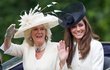 2011: První rok, kdy se Kate zúčastnila Trooping the Colour. Na sobě měla kostýmek Alexander McQueen a klobouk od Sylvie Fletcher pro Lock Co.