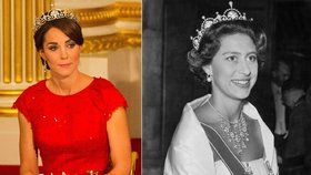 Kate ve stejné korunce, kterou s oblibou nosívala sestra Alžběty II., princezna Margaret