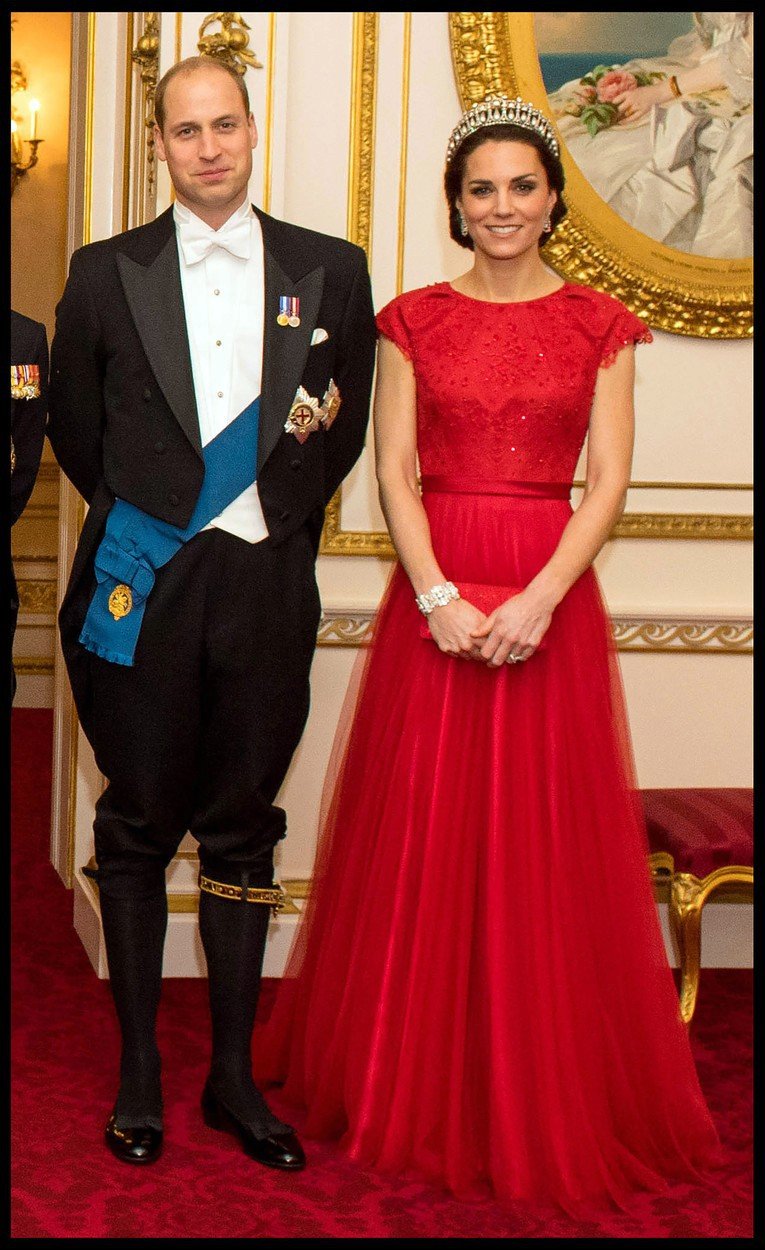 Vévodkyně Kate a princ William na recepci v Buckinghamském paláci, prosinec 2016