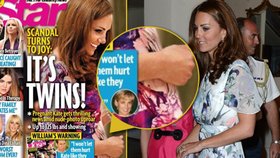 Snímek na titulce magazínu byl upraven, na ostatních fotkách z oficiální návštěvy má Kate bříšk ploché.