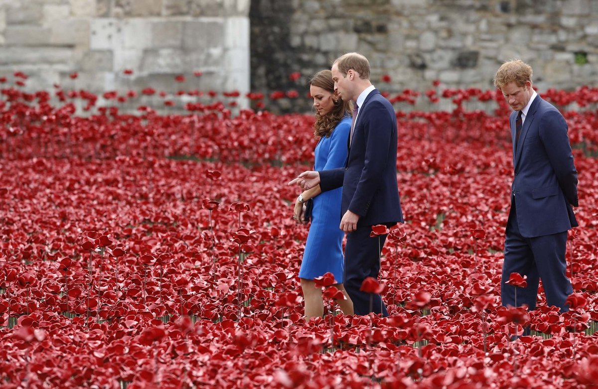 Kate s Williamem a Harrym na procházce pietním místem připomínající padlé britské vojáky.