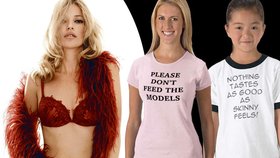 Trička se slogany Kate Moss, kterými před dvěma lety pobouřila celý svět, se prodávají na internetu i v dětských velikostech.