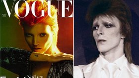 Kate Moss na titulní stránce francouzském Vogue ztvárňuje zpěváka Davida Bowieho