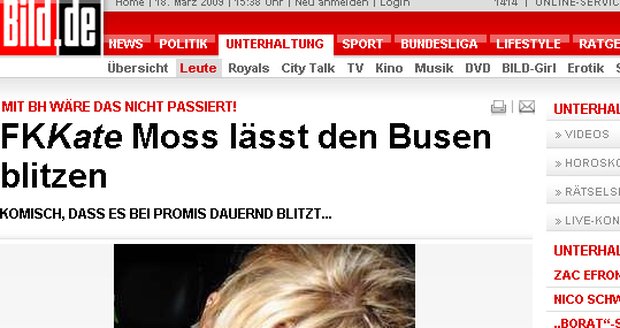 Kate Moss zaujala i německý Bild