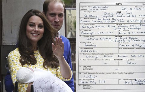 Rodný list princezničky Charlotte Elizabeth Diany: Než ho vyplnili, chvíli to trvalo…