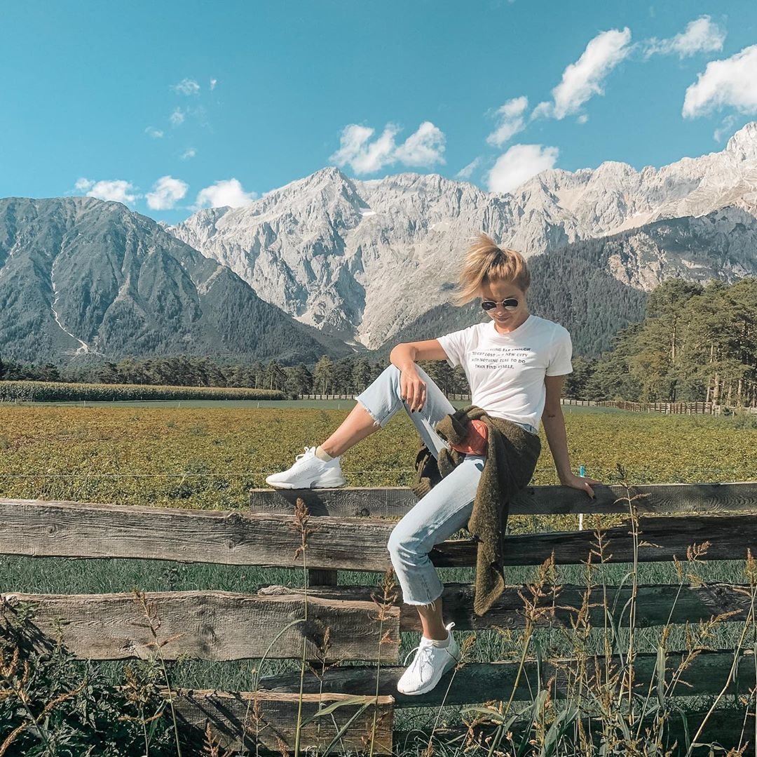 Kateřina Klausová na dovolené v Alpách