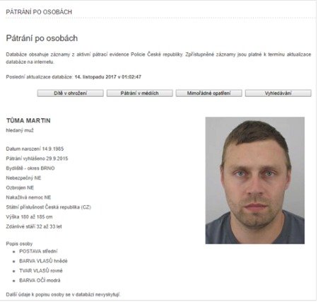 Po exmanželovi Kateřiny Kristelové Martinu Tůmovi pátrá policie.