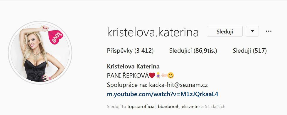 Kateřina Kristelová si změnila příjmení.