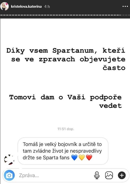 Kristelová poděkovala Sparťanům za podporu