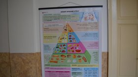 Základní škola v Antonínské ulici v Brně má na chodbě pyramidu správné výživy.