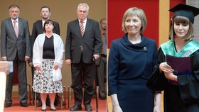 Prezident Miloš Zeman s manželkou Ivanou přišli na předání maturitního vysvědčení své dcery Kateřiny