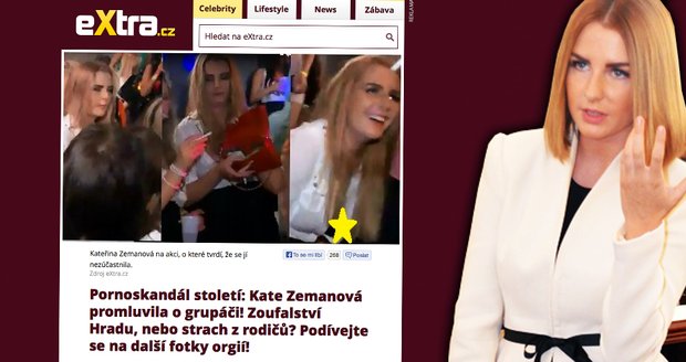 Porno útok na Kateřinu Zemanovou. Bulvární server extra.cz zveřejnil další fotky s údajnou prezidentovou dcerou na porno akci. Je to její dvojnice?