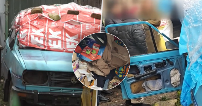 Nepojízdná stará škodovka, ve které bydlela 4 roky seniorka Katka