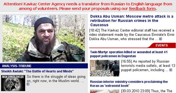 Vůdce severokavkazských povstalců Doku Umarov se na neoficiálním webu povstalců kavkazcenter.com přihlásil k pondělním bombovým útokům na moskevské metro.