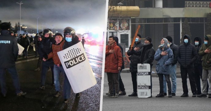 V Kazachstánu vjela mezi demonstranty obrněná vozidla, byla slyšet střelba