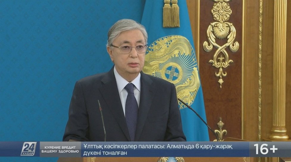 Kazašský prezident prezidentovi Kasym-Žomart Tokajev.