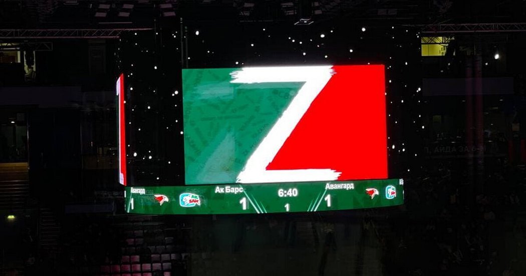Nechutná propaganda v Kazani na zápase KHL.