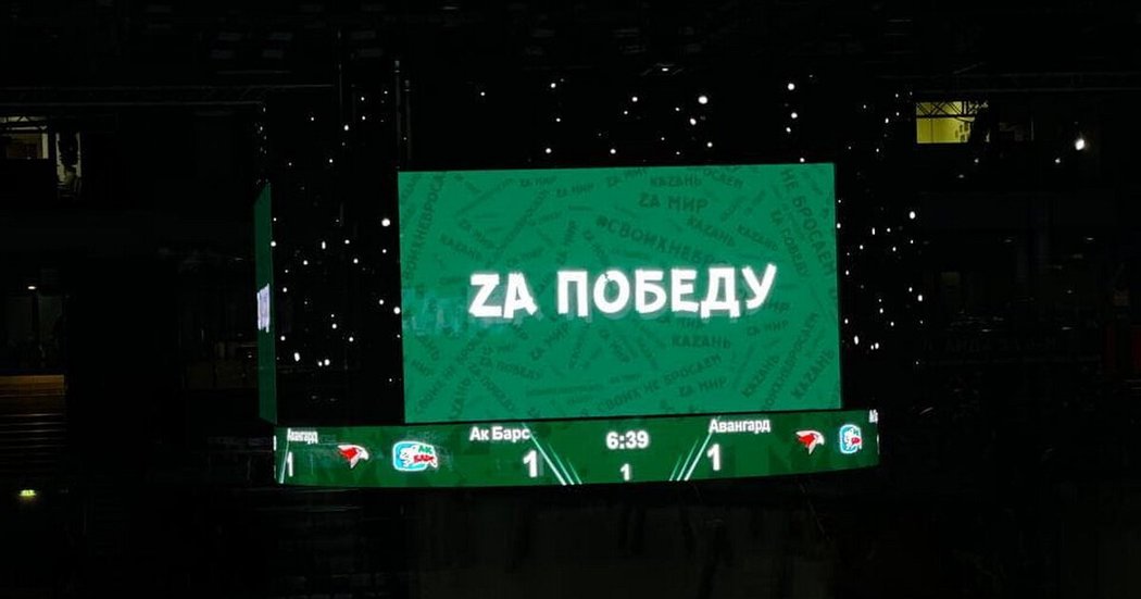Nechutná propaganda v Kazani na zápase KHL.