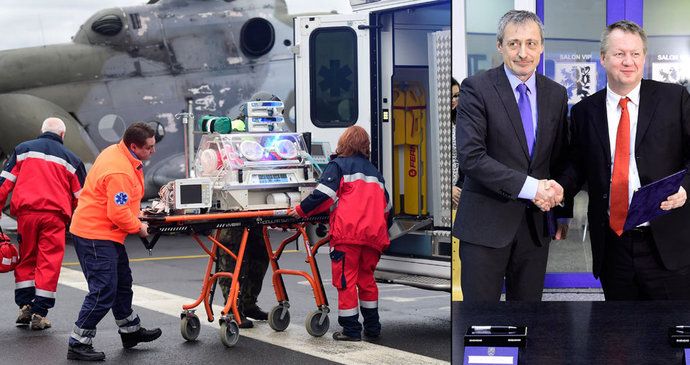 Za kriticky ohroženými dětmi bude lékaře vozit armádní vrtulník. Spolupráci podepsali ministři Stropnický a Němeček.