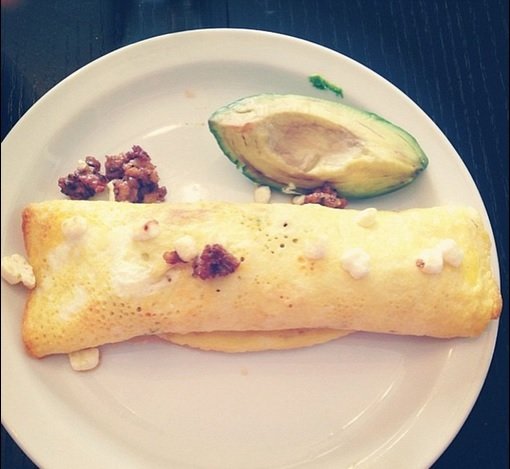 Oblíbená snídaně Kelly Brook - vaječná omeleta s avokádem.