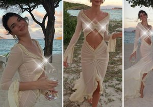 Kendall Jenner dováděla na pláži v průhledných šatech.