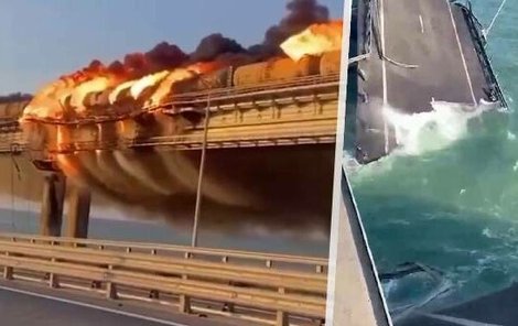 Výbuch na Kerčském mostě: Jeho část se zřítila do moře