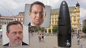 Náměstek primátorky Robert Kerndl (dole) nazval opozičního politika Michala Závodského línem s předponou "šu".